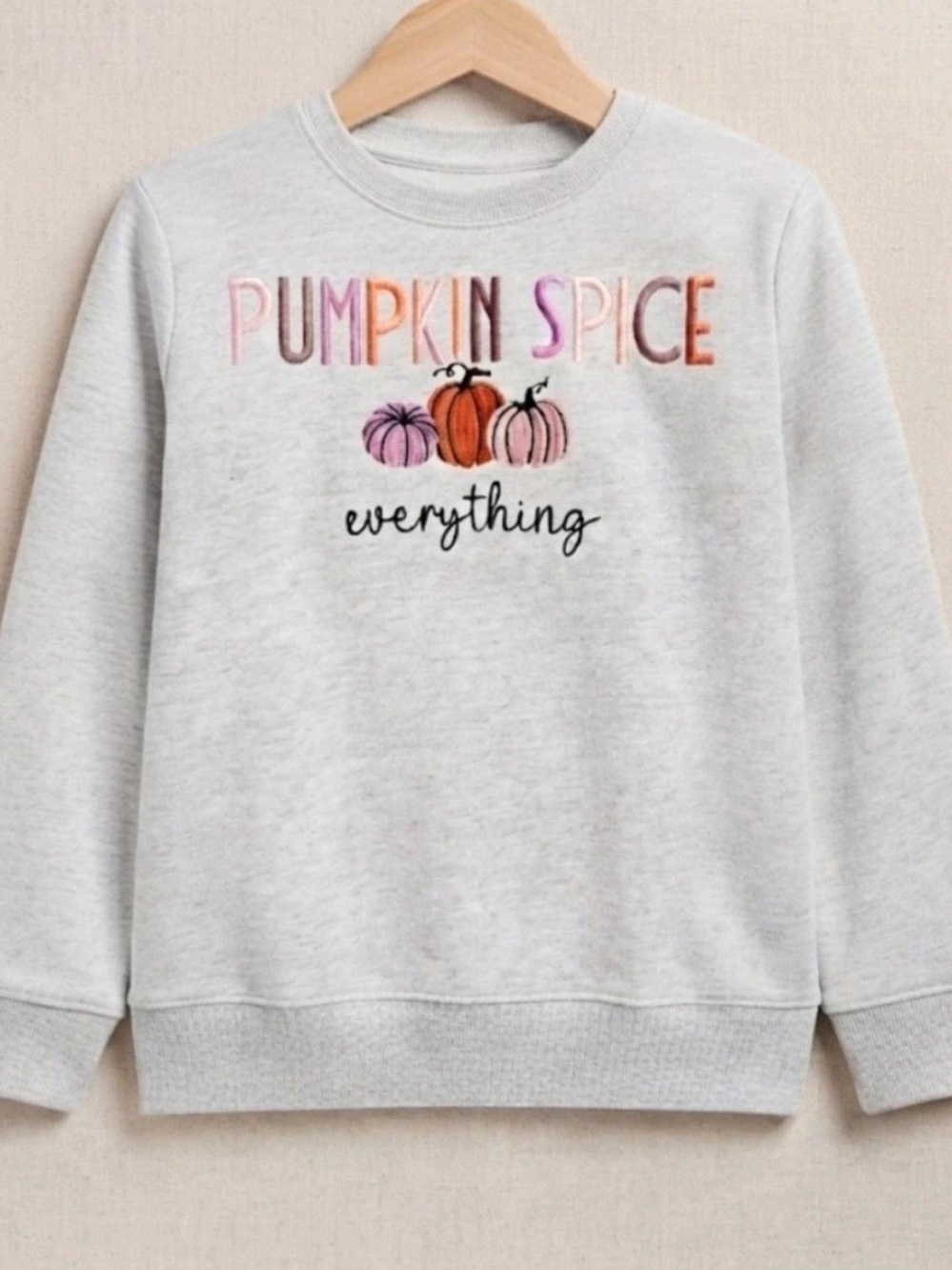 Pumpkin Spice Everything Graphic Sweatshirt - Light Gray
